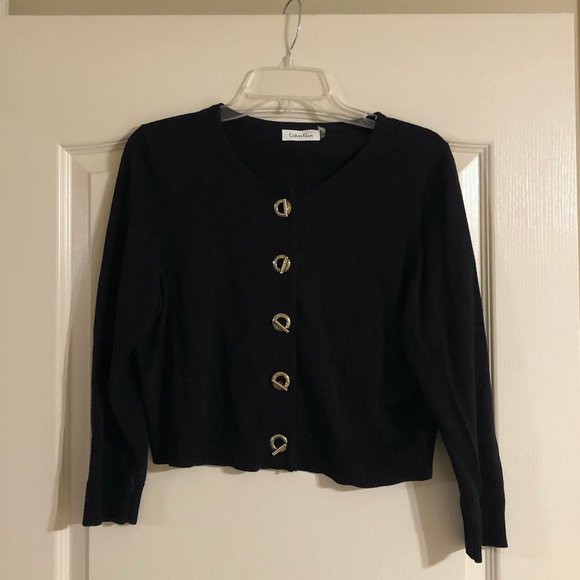 Calvin Klein Sweaters - Black Calvin Klein Cardigan with Gold Buttons